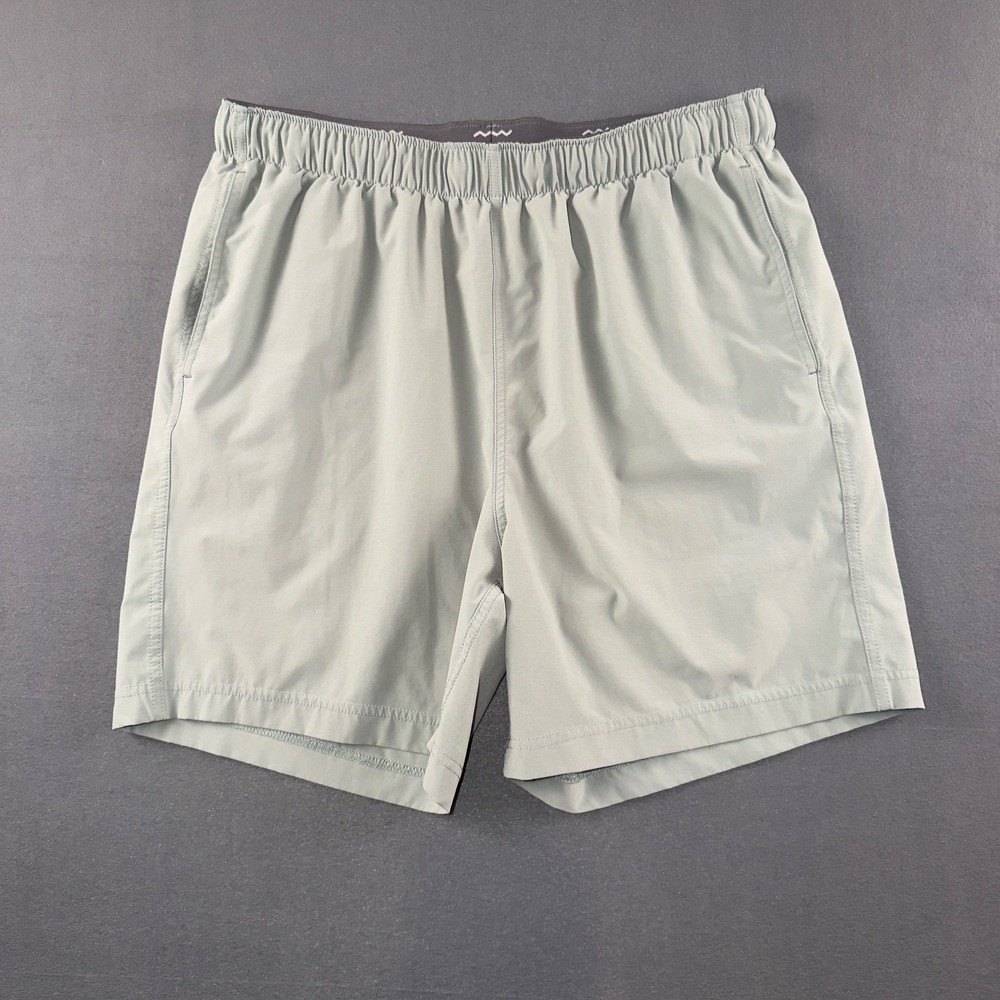 Free Fly Mens L Pull-On Performance Shorts Light Sage Green Grey 7 Inch Inseam